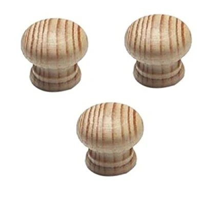 Image of Merriway BH06125 (4 Pcs) Cupboard Door/Drawer Knob Beech Drilled Unlacquered 25mm Pack of 4 Pieces