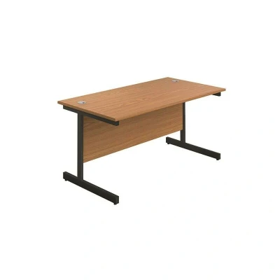 Image of Jemini Rectangular Single Upright Cantilever Desk 1600x800x730mm Nova Oak/Black KF810920