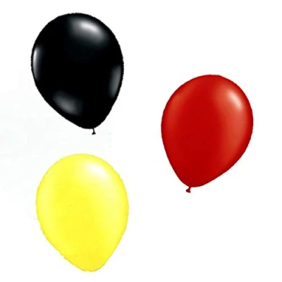 Image of Toyland 30 BELGIUM EURO BALLOONS BLACK, YELLOW &amp; RED 12&quot; LATEX