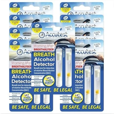 Image of Accutest Disposable Breathalyser 18 Tests EU France Certified, Quick Alcohol Tester Kits UK &amp; Breathalysers