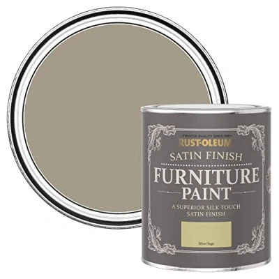 Image of Rust Oleum Beige Furniture Paint in Satin Finish Silver Sage 750ml