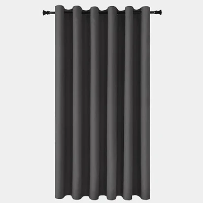 Image of Yorkshire Bedding Grey Blackout Curtain Ring Top 66 x 84 Inch Thermal Insulated Door Curtains for Bedroom 1 Panel + Tieback