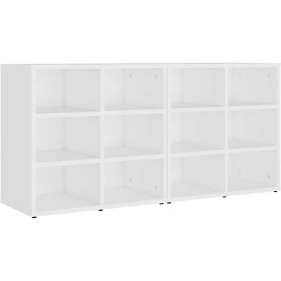 Image of vidaXL Stylish Shoe Cabinets, Set of 2, White Engineered Wood, Floor or Wall Mount, Ample Storage with 12 Compartments, Ideal for Living Room.