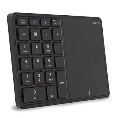 Image of Yunseity 2.4G Wireless Numeric Keypad with Touchpad, 22 Keys Portable Bluetooth Number Pad, Financial Accounting USB C Rechargeable Keyboard(Black)