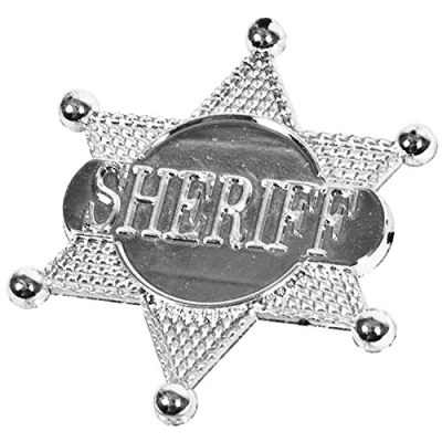 Image of SHATCHI 8pcs Silver Sheriff Badge County Police Cosplay Cotumes for Kids Party Bag Filler Fancy Dress Accessories
