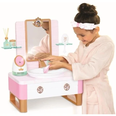 Image of Disney Princess Style Collection Girls Deluxe Day Spa with Realistic Steamer, Play Skincare Essentials &amp; Real Running Water, 20+ Pieces