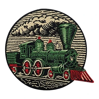 Image of Round Iron on Railway Train Patch Children, Locomotive Embroidery Patch, Boys Patches, ironable Badges Finally Home