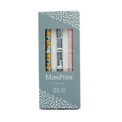 Image of MissPrint Pen Set of 3 Ballpoint Pens Retractable Ink Blue Stationery for Writing