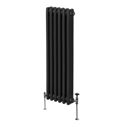 Image of Traditional 3 Column Radiator 1500mm x 292mm Modern Central Heating Heater Matt Black Carbon Steel Vertical Wall Mounted Kitchen Living Room Bathroom Cleaning Brush Fixing Kit &amp; Brackets