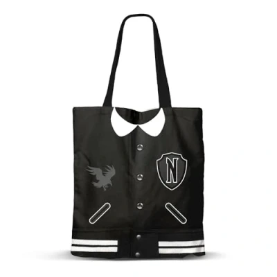 Image of Wednesday Varsity Shopping Bag, Black, 34 x 40 cm