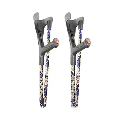 Image of Pepe Folding Crutches for Adults (x2 Units, Open Cuff), Foldable Women, Pair of Coloured Fold Up Crutches, Men, Aluminium Walking Cuff