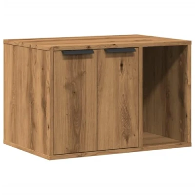 Image of vidaXL Cat Litter Box Enclosure Hidden House, Artisian Oak Engineered Wood, Dual Function Furniture, 60 x 40 cm