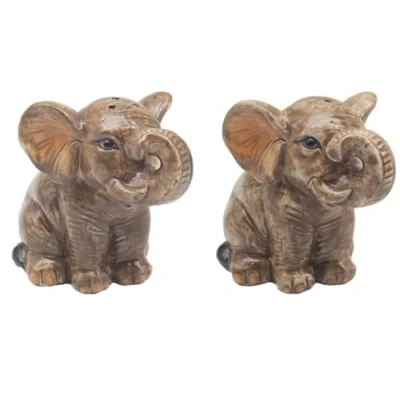 Image of Lesser &amp; Pavey Salt Pepper Set for All Types of Kitchen Ceramic Shaker Lovely Pots Suitable Home (Elephants)