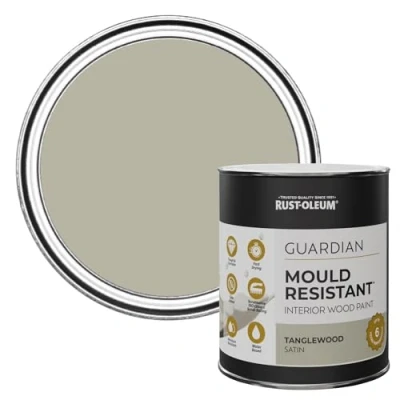 Image of Rust Oleum Brown Guardian Mould Resistant Interior Wood Paint in Satin Finish Tanglewood 750ml