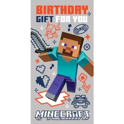 Image of Minecraft Birthday Gift Card, Gaming Theme Design with Steve Character