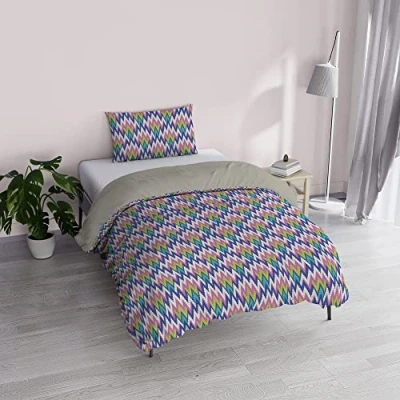 Image of Italian Bed Linen &quot;Fantasy&quot; Duvet Cover Printed Microfibre Zig Zag Small Double