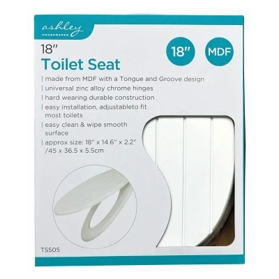 Image of Ashley 18&quot; Toilet Seat White Groove