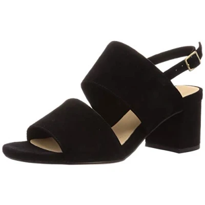 Image of Clarks Sheer 55 Sling Suede Sandals In Black Standard Fit Size 5
