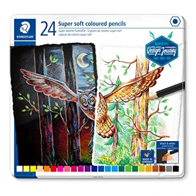 Image of STAEDTLER 146C M24 Design Journey Super Soft Colouring Pencils Assorted Colours (Tin of 24)