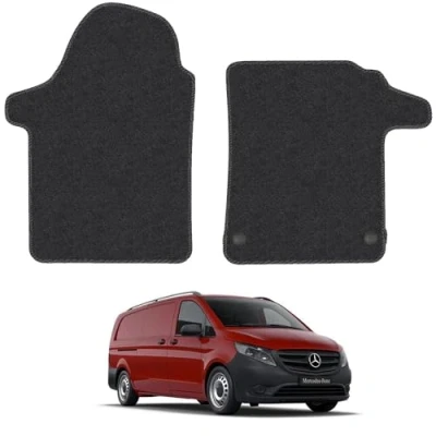 Image of Carpet Floor Mats for the Mercedes Vito (2014+) Custom Van Accessory Tailored fit, Granulated Anti Slip Layer &amp; Black Binding