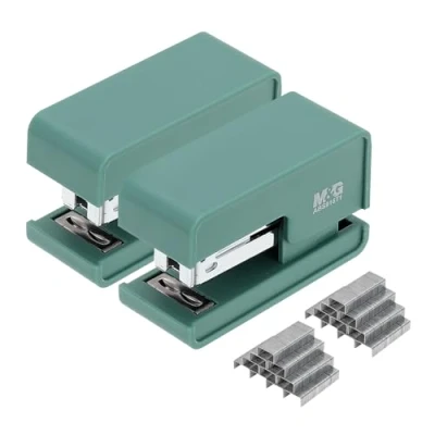Image of M&amp;G Desktop Stapler, 20 Sheet Capacity Morandi Mini Stapler Portable Effortless Office with Staples for Classroom Supplies, Green