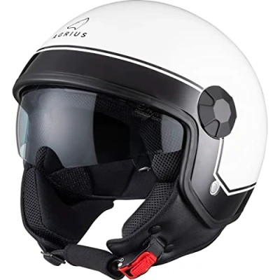Image of Agrius Score Solid Open Face Motorcycle Helmet L Gloss White