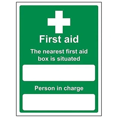 Image of V Safety Box Situated/Person In Charge Sign Portrait 150mm x 200mm 2mm Rigid Plastic