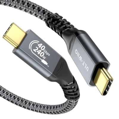 Image of 240W USB4 Cable, USB C to Cable Fast Charging Compatible Thunderbolt 4/3 Support 8K/6K@60Hz &amp; 40Gbps Data Transfer for iPhone 15 Pro MacBook Pro/Air Samsung eGPU Docking GaN Charger（0.3m)