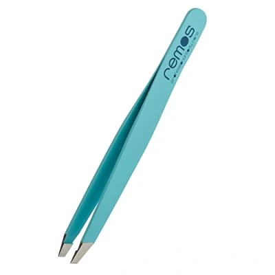 Image of REMOS Professional Eyebrow Tweezers Made of Stainless Steel in Turquoise