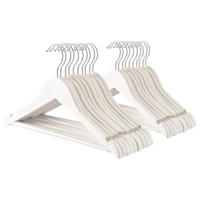 Image of Harbour Housewares Wooden Children&#039;s Hangers White Pack of 20
