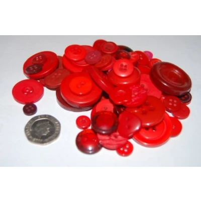 Image of celloexpress Red Buttons Mixed Sizes of Various for Sewing and Crafting Pack 50g