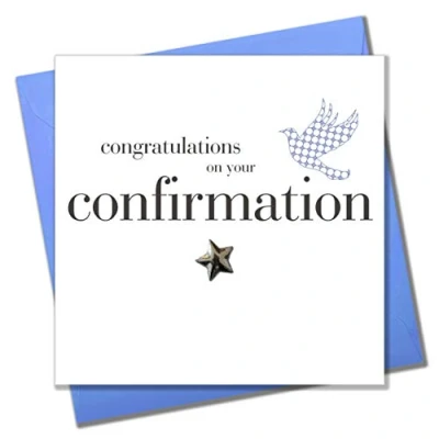 Image of Pom Claire Giles Toast Confirmation Boy Card,whiteblue