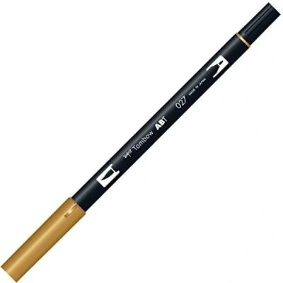 Image of Tombow Dual Brush Pen, Use with Two Hands, Dark Ochre Brown