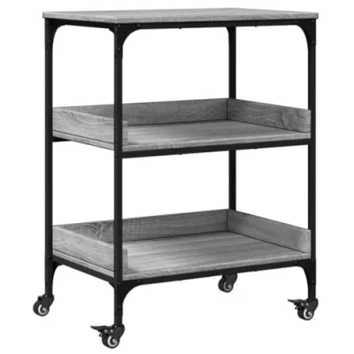 Image of vidaXL Kitchen Trolley Grey Sonoma 60x41x80.5 cm Engineered Wood