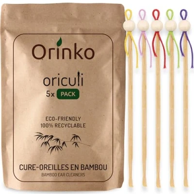 Image of 5X Bamboo Ear Picks Natural Wax Remover Zero Waste Cleaner for Humans