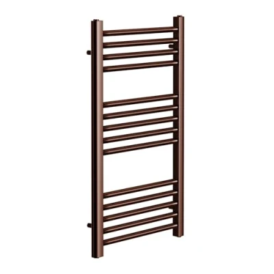 Image of Greened House Brushed Bronze Straight Heated Towel Rail 400mm W x 800mm H Flat Central Heating Radiator