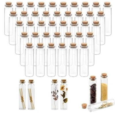 Image of LYTIVAGEN 40 PCS Mini Glass Jars Bottles 20ml Clear Wish with Cork Stoppers Sample for DIY Decoration, Aromas, Oils, Spices, Weddings