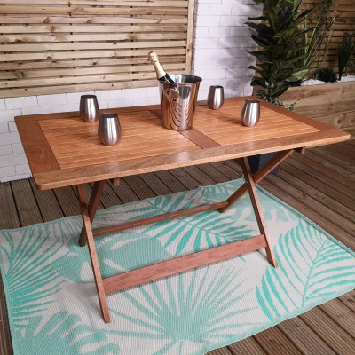 Image of Windermere Outdoor 6 Person Folding Rectangular Wooden Table