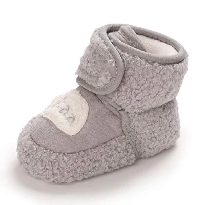 Image of MASOCIO Baby Shoes Booties Boys Girls Infant Newborn Winter Boots Slippers First Walking Gray Size 3 UK 6 12 Months