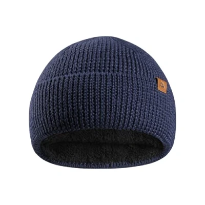 Image of DANISH ENDURANCE Merino Wool Beanie Hat Kids, Warm Fleece Lining, Thermal Autumn Winter Hats for Boys &amp; Girls, Knit, Unisex, Blue, One Size
