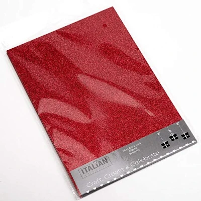 Image of Italian Options 250GSM Non Shed Glitter Card Craft Paper 10 Sheets, A4 Size, Burgundy