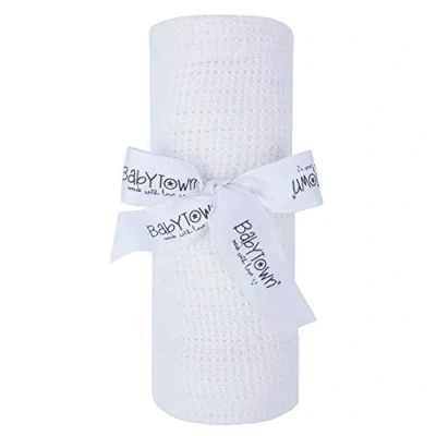 Image of STCompany 90 x 70cm 100% Cotton Cellular Baby Blanket (White)