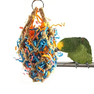 Image of Keersi Jute Paper Strips Bird Chew Toy for Pet Parrot Budgie Parakeet Cockatiel Conure Lovebird Finch Canary Cockatoo African Grey Macaw Eclectus Amazon Cage Accessories