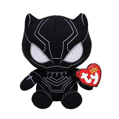 Image of Ty Marvel Avengers Black Panther Regular, Licensed Squishy Beanie Baby Soft Plush Toys, Collectible Cuddly Stuffed Teddy