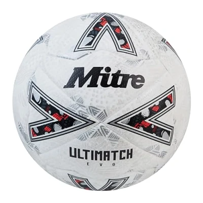 Image of Mitre Ultimatch Football, Enhanced Control, Extra Durability, Added Accuracy, Ball, White/Off White/Trophy Silver, 4