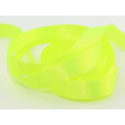 Image of 15mm Berisford Double Faced Satin Ribbon 6846 Fluorescent Yellow per metre