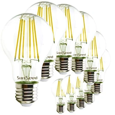 Image of SUNSEED 10 X E27 9W (Equivalent to 83W) Filament LED GLS Light Bulb A60 Neutral White 4000K