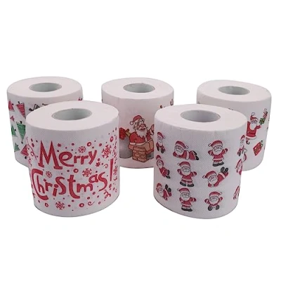 Image of Bordhap 5 Styles Santa Paper Roll Tissue Towels Christmas Decorations Xmas Office Room Toilet