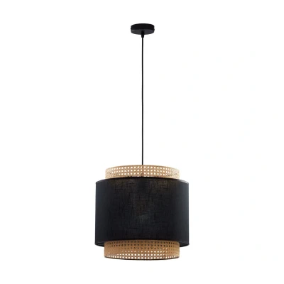 Image of TK Lighting Boho pendant light, black/rattan Ø 38 cm