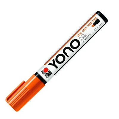 Image of Marabu Yono Marker Pen, Chisel Tip, (0.5 5mm), Orange, (013), Single Works On Any Surface, Metal, Glass, Wood, Fabric, Stone, Plastic, Cardboard